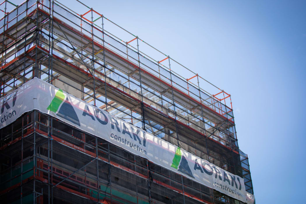 An apartment building under construction in Wellington