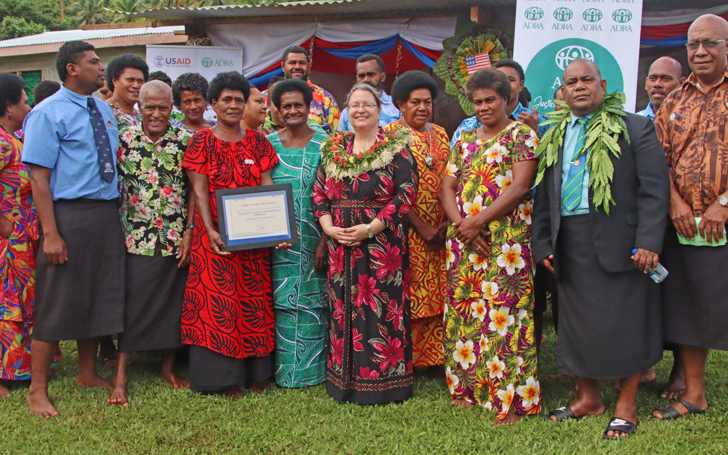 US Ambassador to Fiji, Marie Damour (centre) officially launches the Drought Recovery and Climate Resilience project and ADRA Fiji’s Learning Environmental Adaptation Project (LEAP).