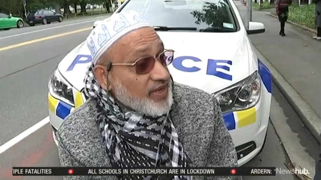 Farid Ahmed giving his eye witness account to Newshub's Thomas Mead on Friday.