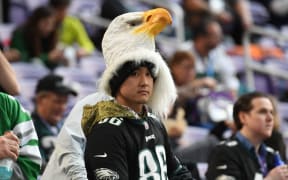 Philadelphia Eagles fans await the start of Super Bowl LII against the New England Patriots in Minneapolis, Minnesota.