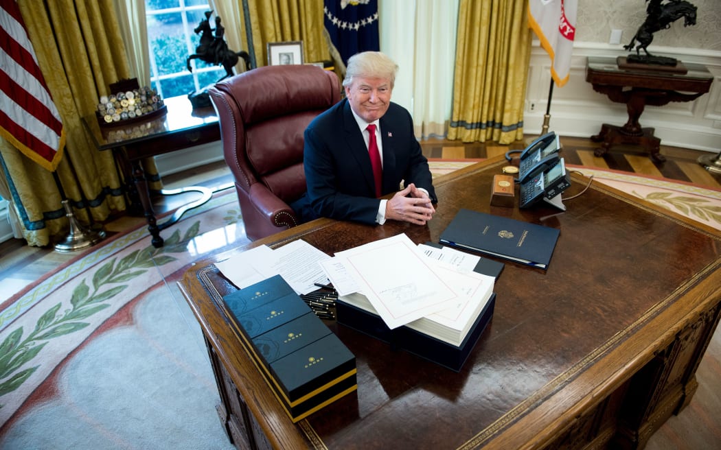 US President Donald Trump in the Oval Office of the White House.