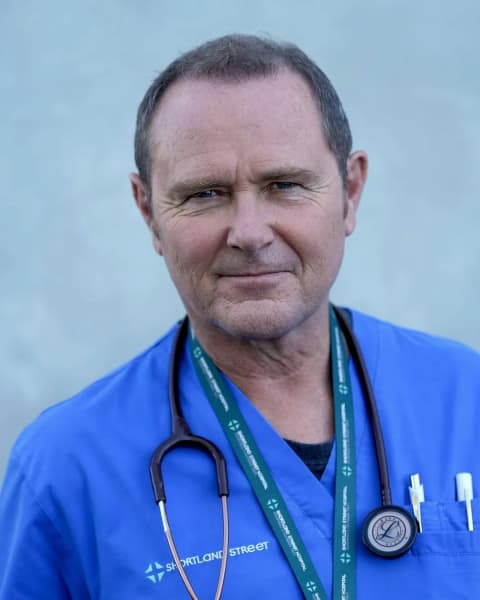 Stephen Lovatt as Dr Emmett Whitman in Shortland Street.