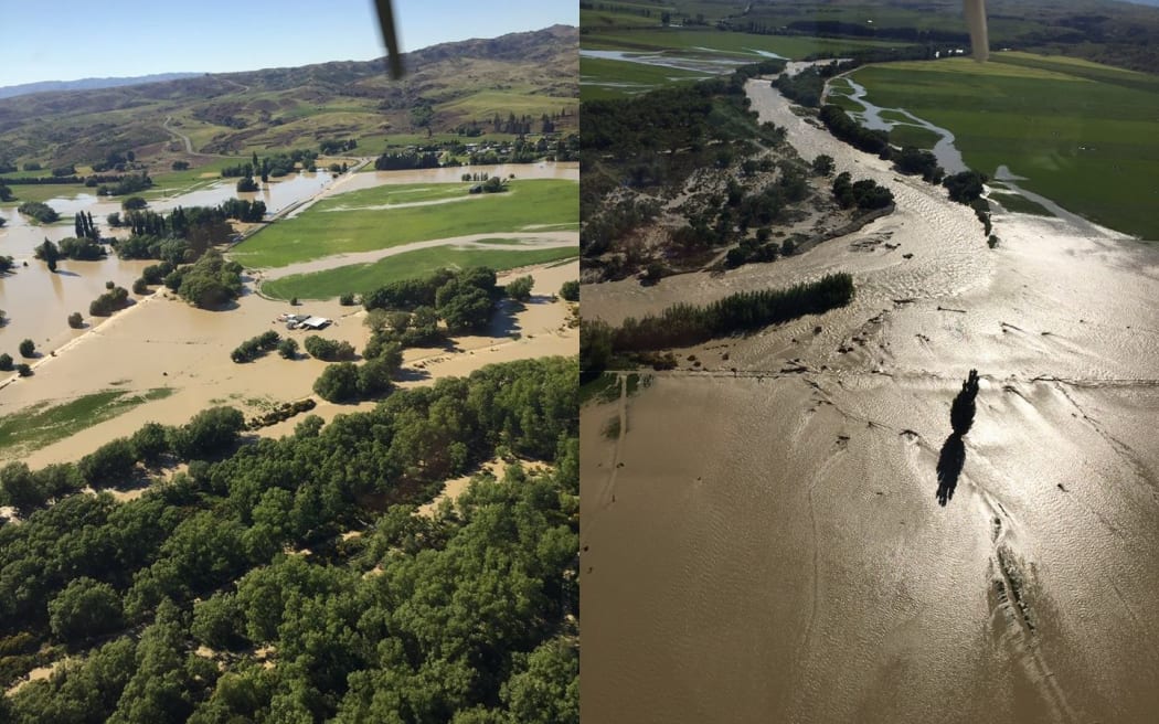Flooding on the Manuherikia River around Ophir.