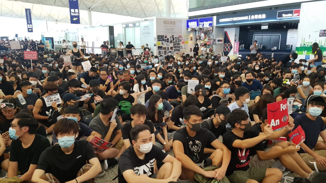 Protestors at Hong Kong Airport