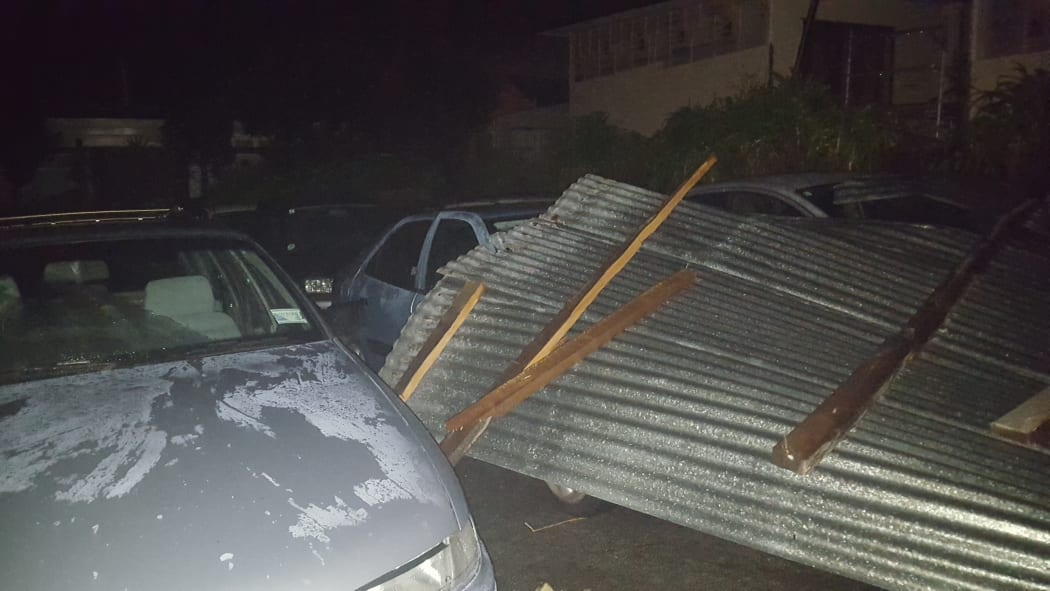 Damage from the tornado which struck New Plymouth.
