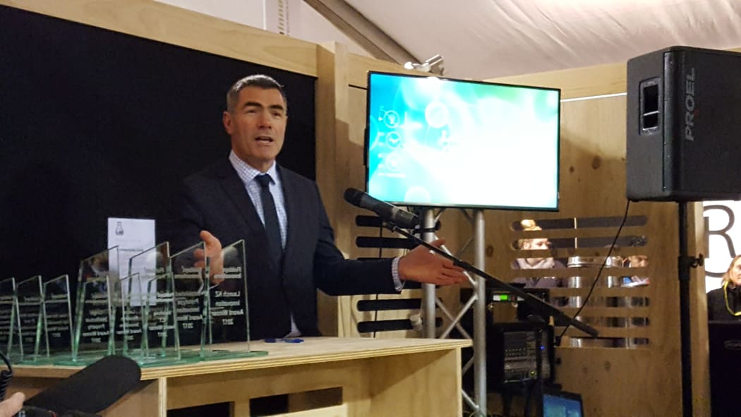Nathan Guy announcing the innovation awards at the National Fieldays.