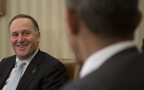 John Key meeting President Barack Obama in Washington.