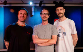 Jason Williamson & Andrew Fearn (Sleaford Mods) with RNZ's Tony Stamp