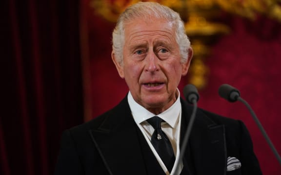 Britain's King Charles III speaks during a meeting of the Accession Council inside St James's Palace in London on September 10, 2022, to proclaim him as the new King. - Britain's Charles III was officially proclaimed King in a ceremony on Saturday, a day after he vowed in his first speech to mourning subjects that he would emulate his "darling mama", Queen Elizabeth II who died on September 8.