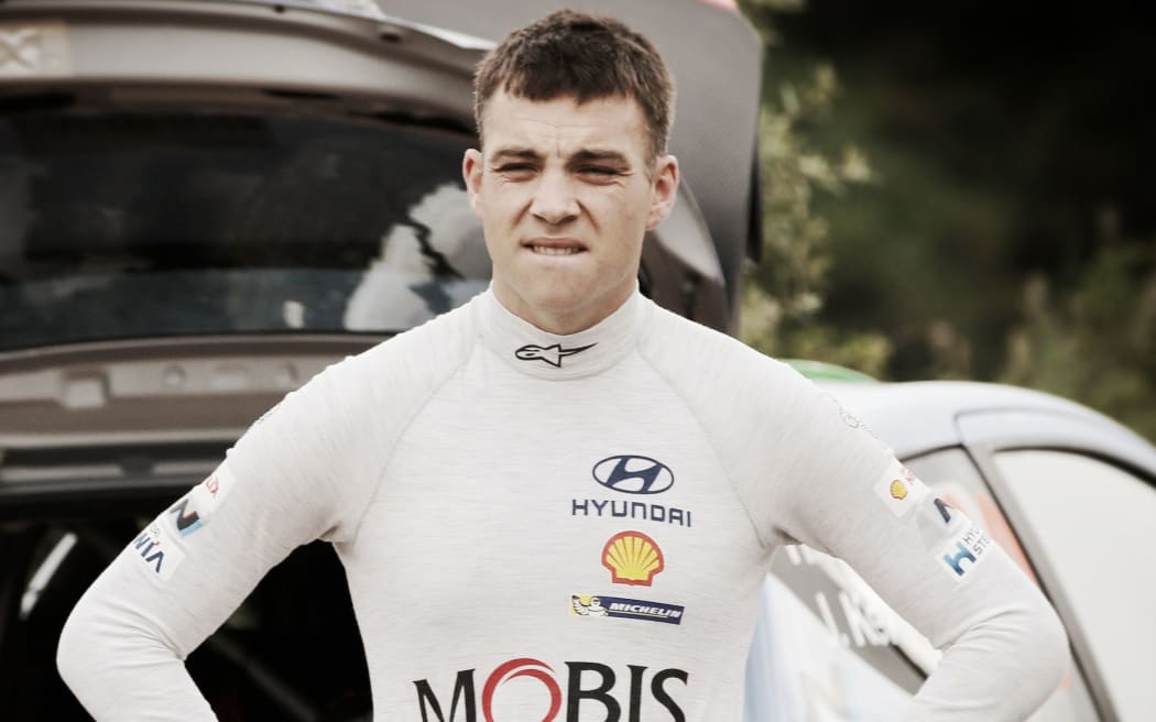 The New Zealand rally driver Hayden Paddon at the Rally of Italy.