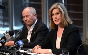 Ardent Leisure board chairman Neil Balnaves and CEO Deborah Thomas speaking about the Dreamworld disaster
