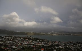 Clouds build on above the hills on Wellington's Miramar Peninsula.