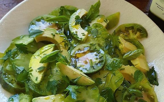 Green Tomato and Avocado salad