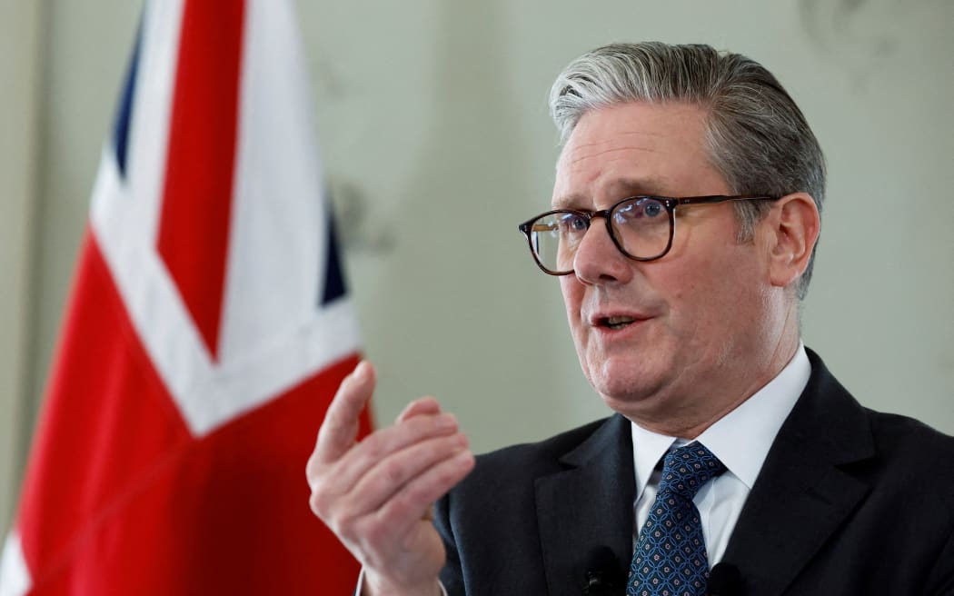 British Prime Minister Keir Starmer gives a press conference following a meeting with Ukraine's President on the sideline of a summit for "coalition of the willing" at the British embassy in Paris, on March 27, 2025. French President on March 27, 2025 was hosting European leaders including Ukraine's Volodymyr Zelensky for a summit aimed at boosting Ukrainian security ahead of any potential ceasefire with Russia. (Photo by Stephanie Lecocq / POOL / AFP)