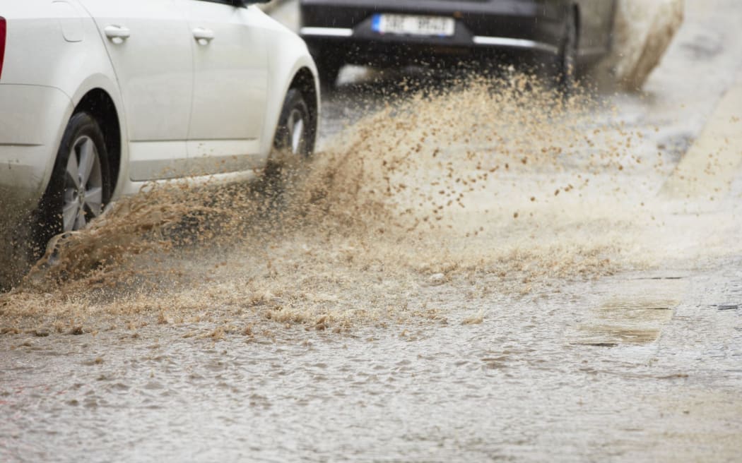 Cars in heavy rain
