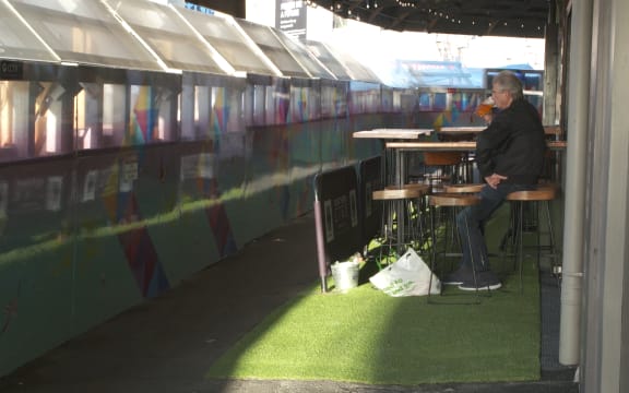 Blocked footpaths around the City Rail Link works at Beresford Square.