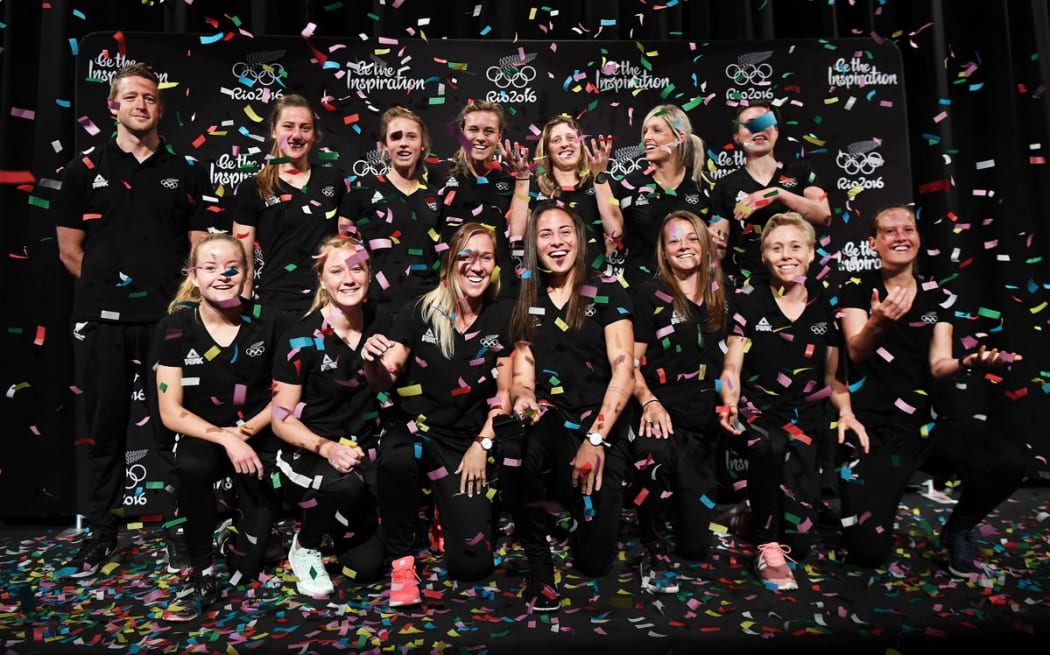 Football Ferns pose for the Rio team photo at Avondale College in Auckland. Tuesday 5 July 2016. © Copyright photo: Andrew Cornaga / www.photosport.nz