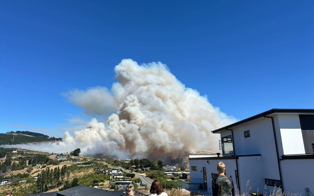Port Hills fire as seen from Westmoreland, Christchurch, on 14 February, 2024.