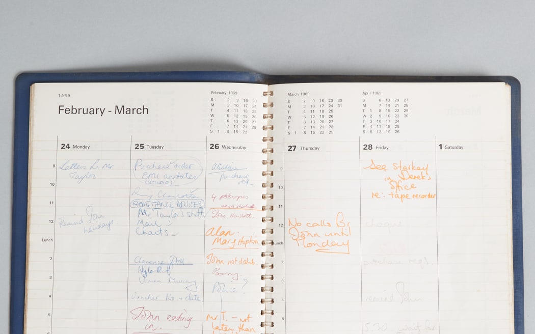 An engagement diary that the former secretary to the financial controller at Apple Corps has put up for auction along with other Beatles memorabilia.