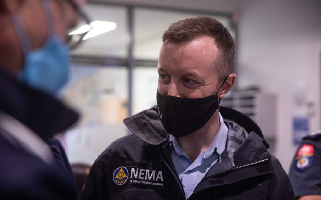 Minister for Emergency Management Kieren Mcanulty meets with Civil Defence during the response to major flooding in the region
