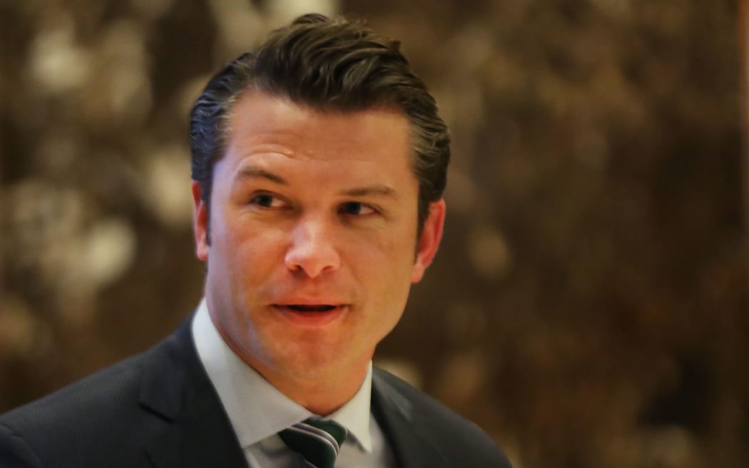 In this 15 December 2016 photo, Fox News contributor Pete Hegseth arrives at Trump Tower in New York City.