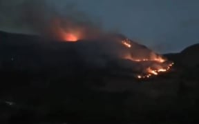 The fire on Mount Roy this morning.