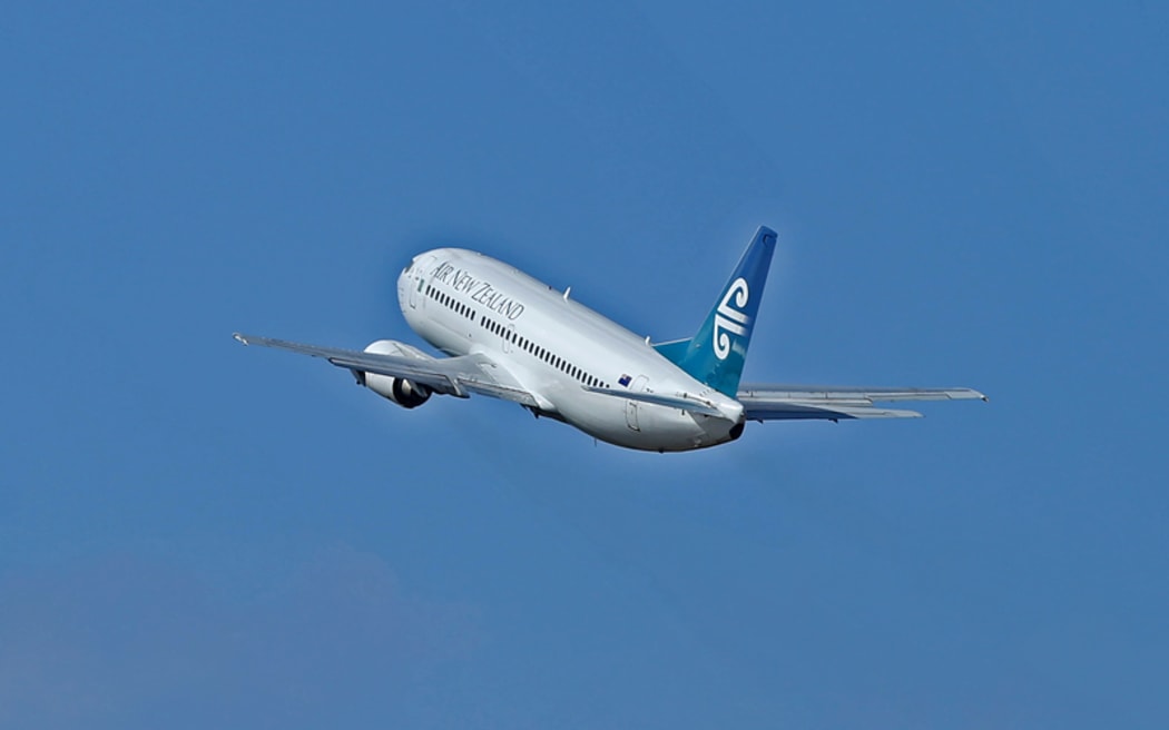 Air New Zealand plane taking off from Wellington Airport.