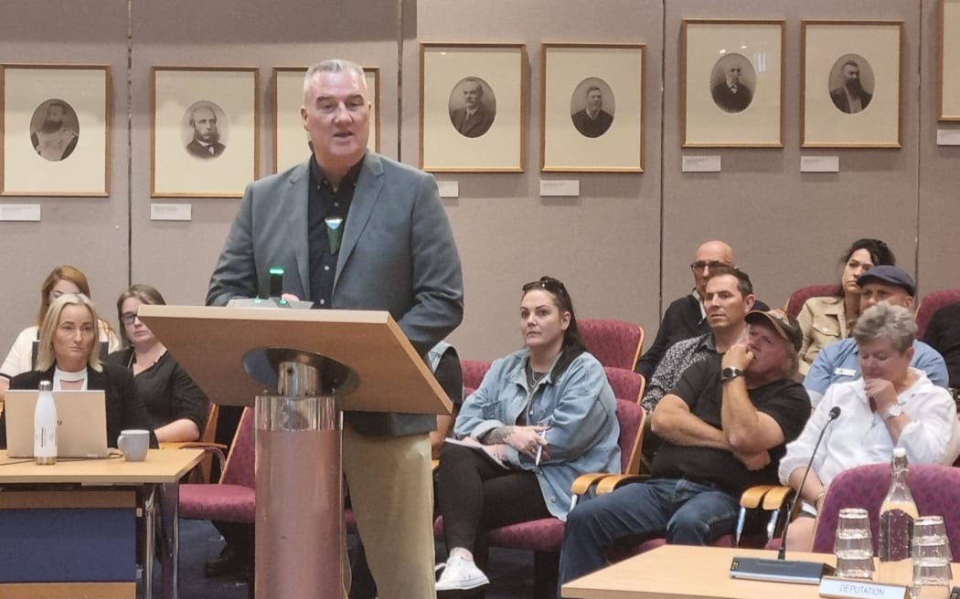 YMCA strategic adviser Gareth Jones speaks at a New Plymouth District Council meeting.