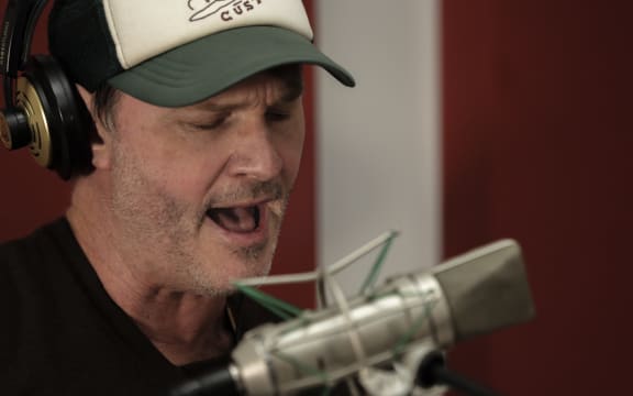 Greg Johnson performing in RNZ's Christchurch Studio