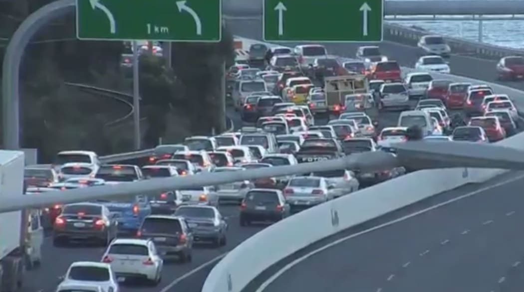Traffic is backing up on SH1 out of Wellington due to the slip on the Ngauranga Gorge.