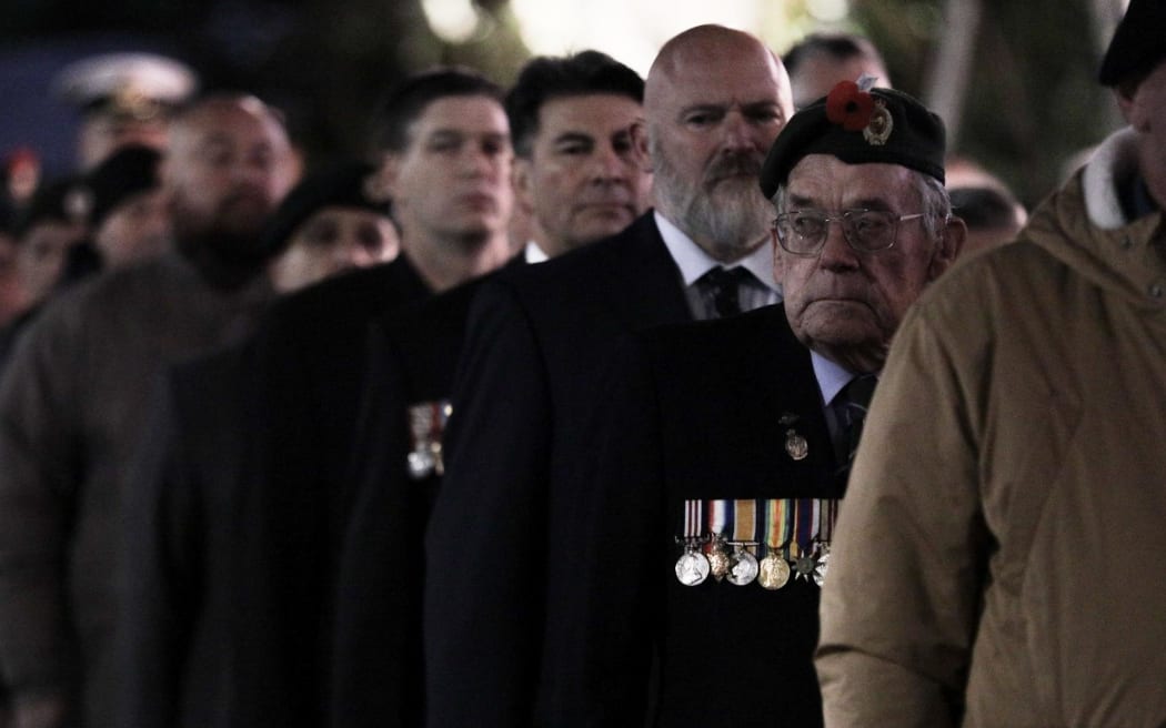 Thousands gather in Wellington at Pukeahu National War Memorial Park for the Anzac Day 2023 dawn service.