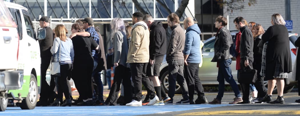 Staff attend a blessing at the central Dunedin Countdown today.