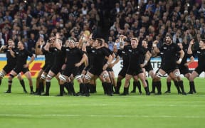 Sam Cane leads the All Black haka against Namibia RWC2015.