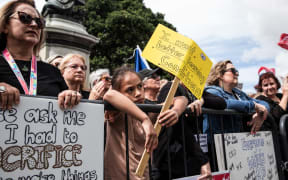Teachers strike at Parliament, Wellington on 16 March, 2023.