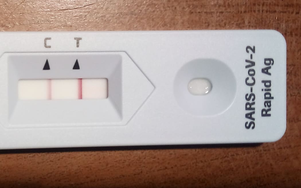 The day 0 rapid antigen test (RAT) that alerted Terry Taylor, president of the New Zealand Institute of Medical Laboratory Science (NZIMLS), that he had contracted Covid-19.