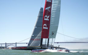 The Italian boat Luna Rossa in action.