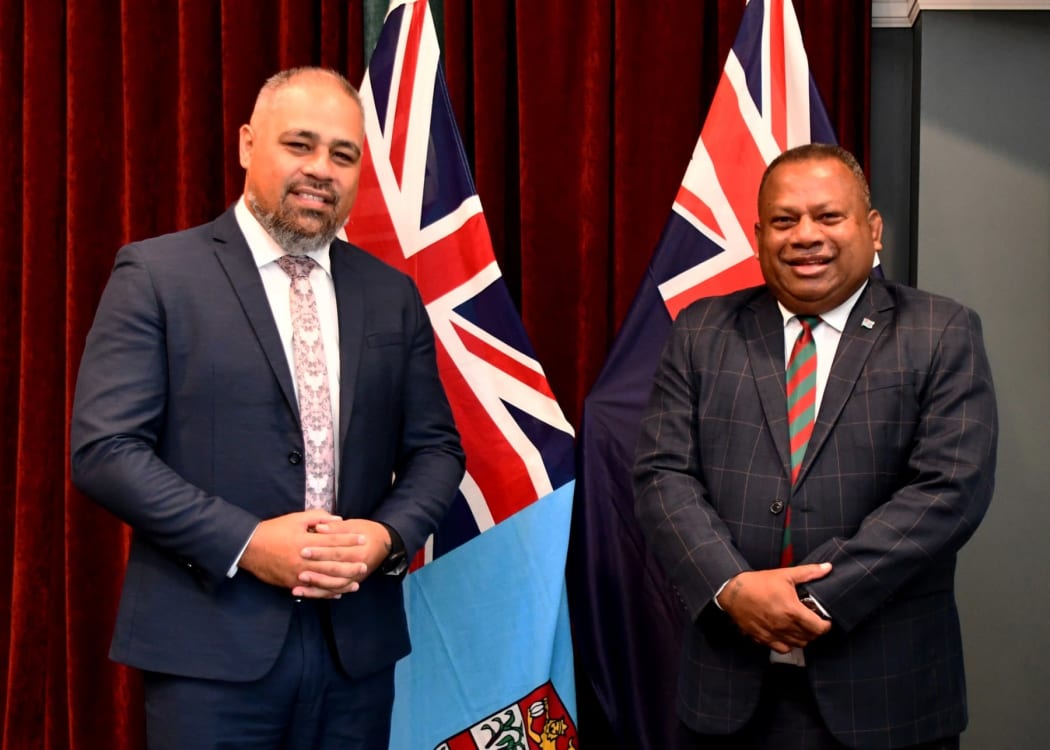 Defence Minister Peeni Henare with his Fijian counterpart Inia Seruiratu