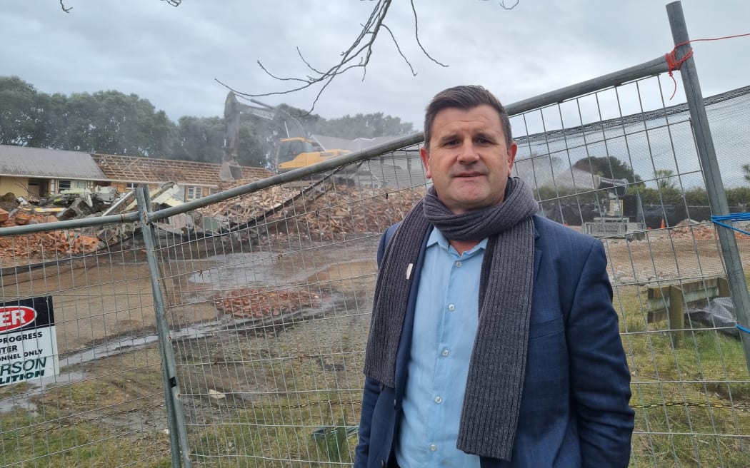 New Plymouth mayor Neil Holdom at the site of former Education Board building Te Atiawa is demolishing to make way for town houses. Holdom says it's exciting to see the iwi investing in NP.