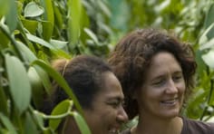 Jennifer Boggiss with Tongan workers in the vanilla vines
