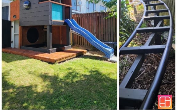 A 20-metre roller coaster sets Bjorn Burton's hand-crafted designer playhouse apart from the rest.