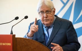 United Nations Under-Secretary-General for Humanitarian Affairs and Emergency Relief Coordinator Martin Griffiths speaks during a press conference on the situation in Gaza,  at UN Building in Geneva, on November 15, 2023. The United Nations and the Red Cross voiced alarm on November 15, 2023 over the Israeli raid on Al-Shifa, demanding that thousands of patients and civilians be protected. (Photo by Jean-Guy Python / AFP)