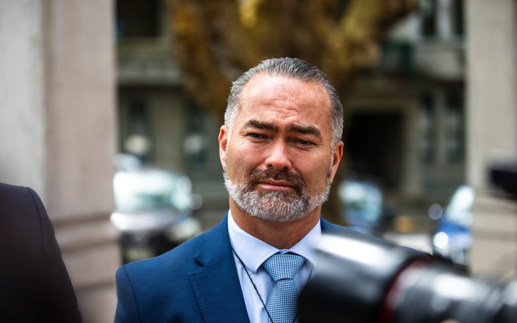 Advance NZ co-leader Billy Te Kahika outside the High Court at Auckland.