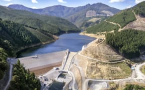 Te Kurawai o Pūhanga, the reservoir behind the Waimea Community Dam at full capacity.