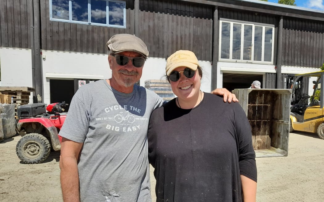 Linden Estate business manager Allan den Boer and cellar door manager Olivia Walding-Karaitiana.