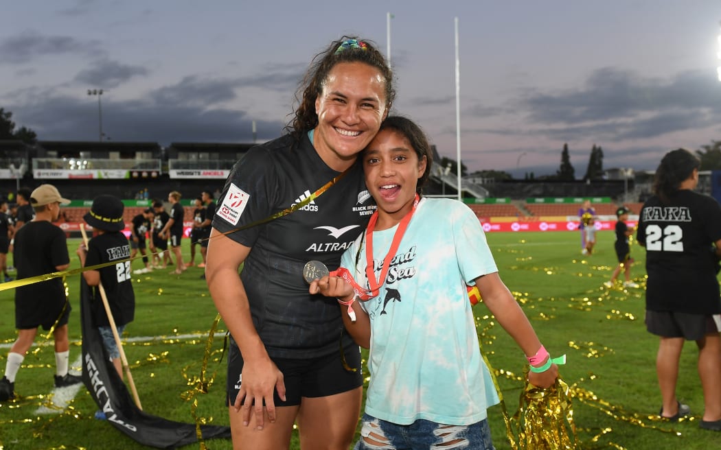 Portia Woodman-Wickliffe of New Zealand.
HSBC New Zealand Sevens at FMG Stadium, Hamilton, New Zealand on the Sunday 22 January 2023. Copyright Photo: Jeremy Ward / www.photosport.nz