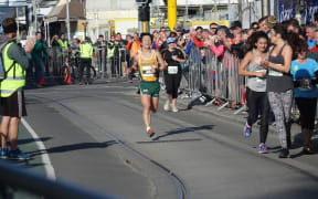 Japanese runner Hiro Tamymoto wins the Christchurch Marathon in just under two hours and 25 minutes.