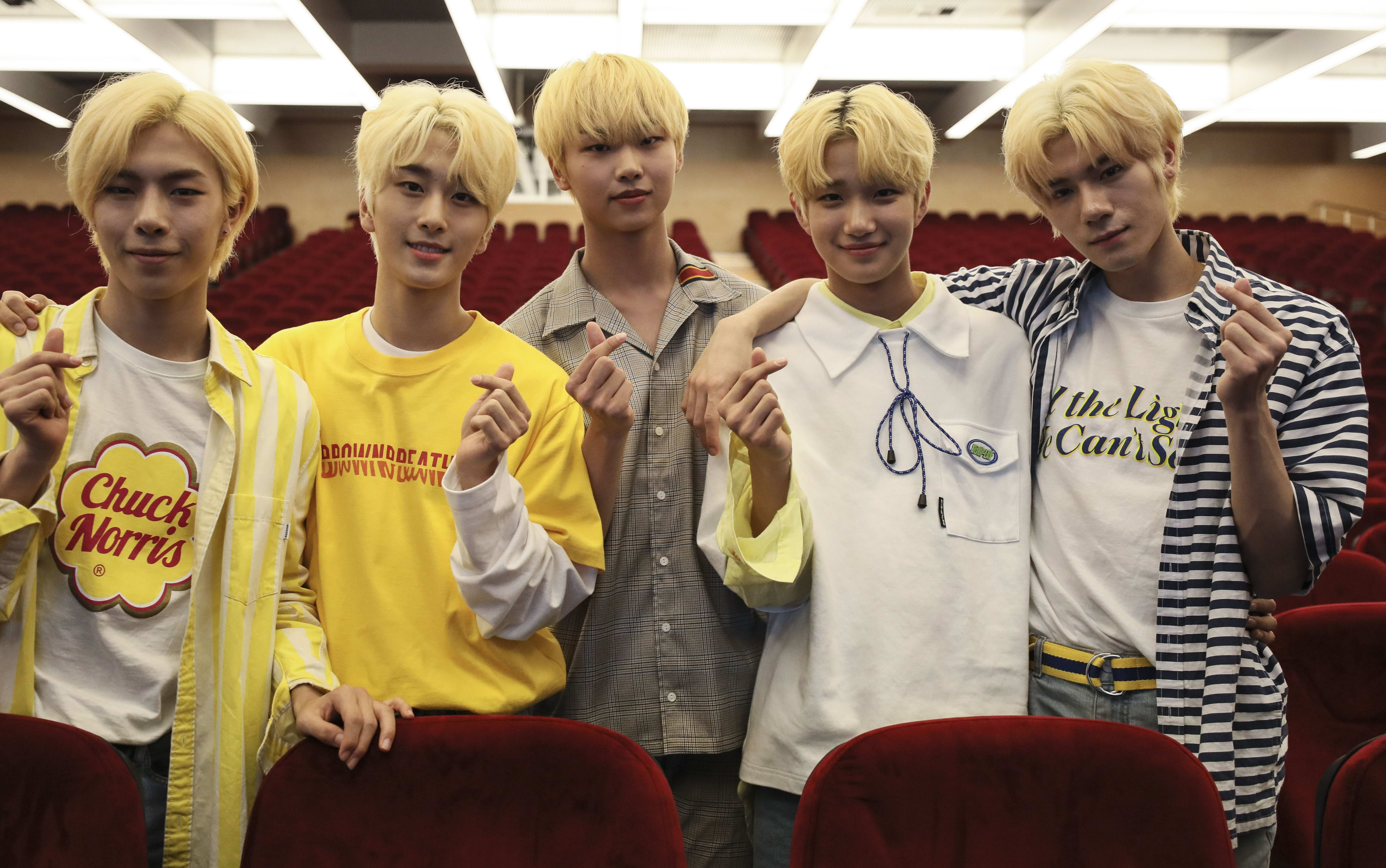 Korean pop band Newkidd at the 2018 K-POP World Festival.