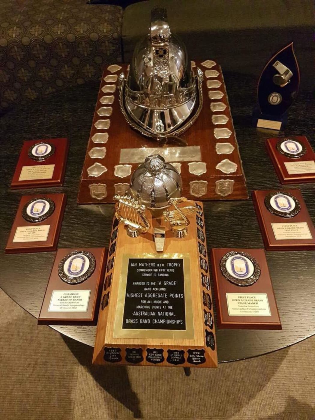 Trophies won by Wellington Brass at the Australian National Band Championships
