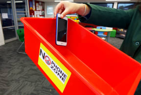 At East Otago High School all students' and teachers' phones go in the box at the beginning of class