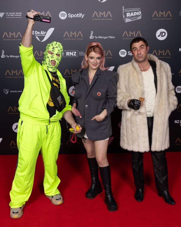 Grecco Romank at the Aotearoa Music Awards red carpet on 30 May, 2024.